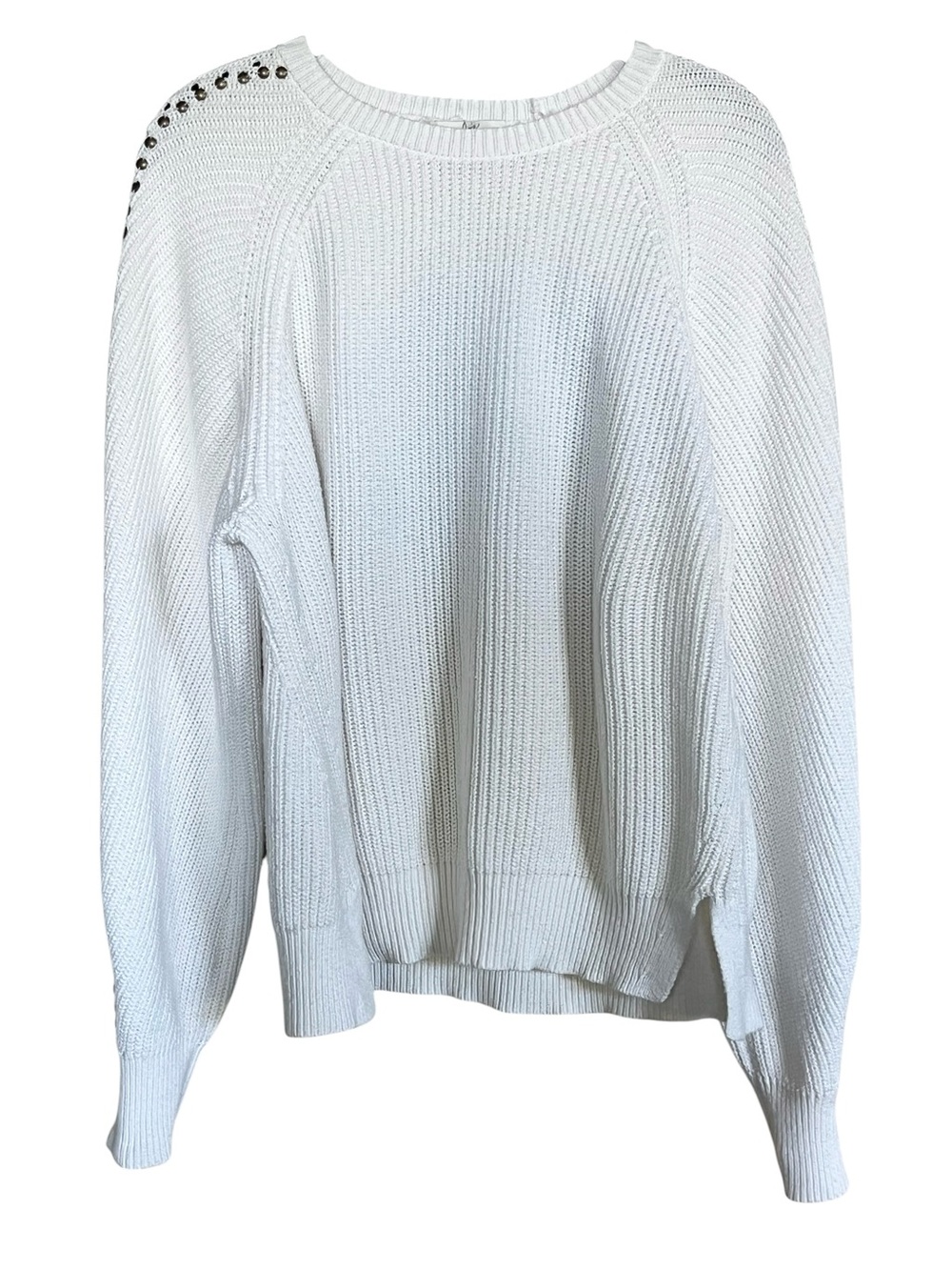 Joie Off White Daxton Crewneck Sweater with Metallic Stud Detailing Size Medium
